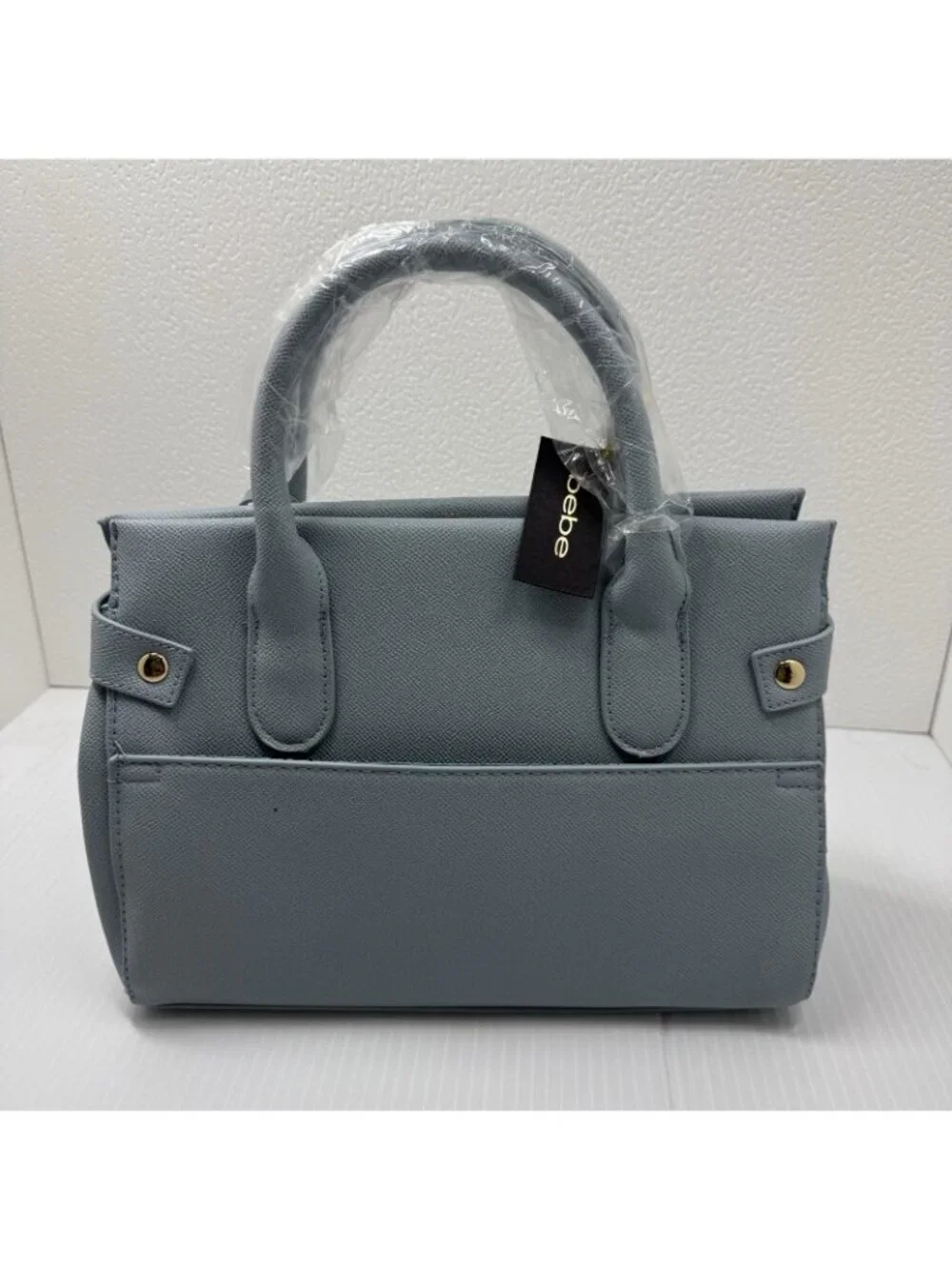 Bebe Los Angeles Evie Satchel NWT Light Blue Gold Hardware Crossbody Bag Work